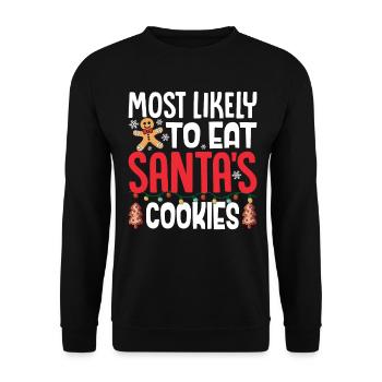 Most Likely to Eat Santa's Cookies Christmas - Unisex Sweatshirt - black - Front - Alina (178cm) & Michal (187cm)