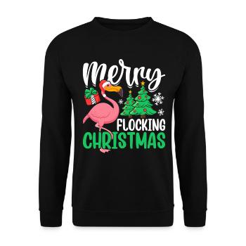 Merry Flocking Christmas Flamingo Funny Christmas - Unisex Sweatshirt - black - Front - Alina (178cm) & Michal (187cm)
