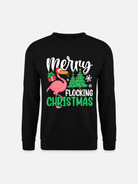 Frohe Scharen Weihnachten Flamingo Lustige Weihnachten - Unisex Pullover - Schwarz