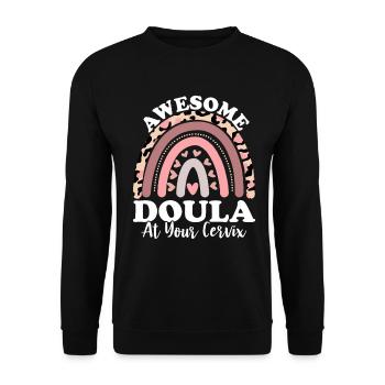 Doula géniale chez votre travailleuse à la naissance du col de l’utérus - Sweat-shirt Unisexe - noir - Devant - Alina (178cm) & Michal (187cm)