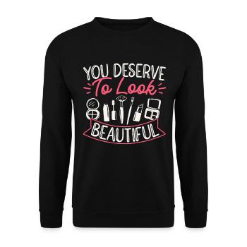 Beautician You Deserve To Look - Unisex Pullover - Schwarz - Vorne - Alina (178cm) & Michal (187cm)