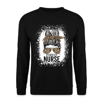 Dialysis Nurse Appreciation Messy Bun Dialysis - Unisex Sweatshirt - black - Front - Alina (178cm) & Michal (187cm)