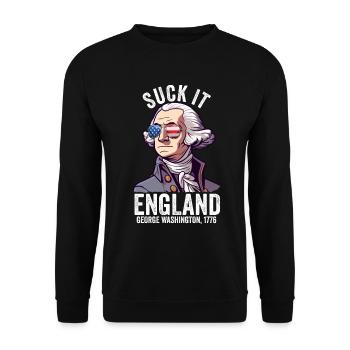 Suck It England Lustig 4. Juli George - Unisex Pullover - Schwarz - Vorne - Alina (178cm) & Michal (187cm)