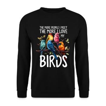 Funny Birds Ornithology Birding Bird Watching - Unisex Sweatshirt - black - Front - Alina (178cm) & Michal (187cm)