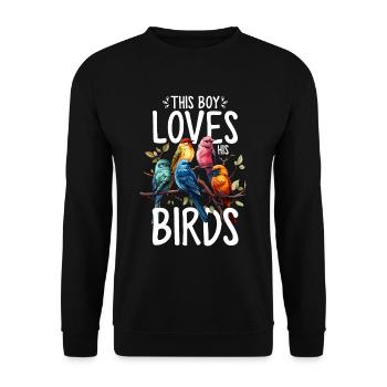 Oiseau Garçon Oiseau Drôle Oiseau Observateur D’oiseaux - Sweat-shirt Unisexe - noir - Devant - Alina (178cm) & Michal (187cm)