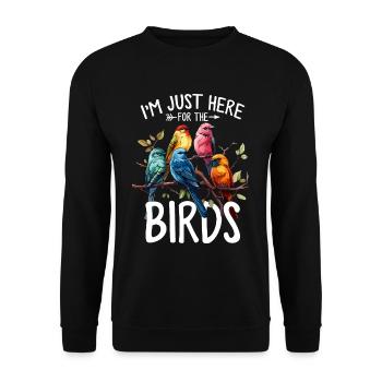 Lustige Vögel Vogelbeobachtung Vogelbeobachter und Vogel - Unisex Pullover - Schwarz - Vorne - Alina (178cm) & Michal (187cm)