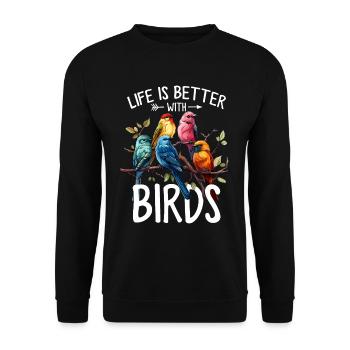 Drôle d’observation des oiseaux La vie est bonne ornithologue - Sweat-shirt Unisexe - noir - Devant - Alina (178cm) & Michal (187cm)