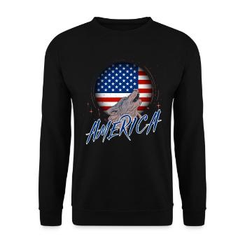 America - Unisex Sweatshirt - black - Front - Alina (178cm) & Michal (187cm)