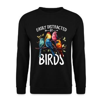 Easily Distracted By Birds Funny Birding Bird - Unisex Sweatshirt - black - Front - Alina (178cm) & Michal (187cm)