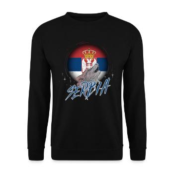 Serbien - Unisex Pullover - Schwarz - Vorne - Alina (178cm) & Michal (187cm)