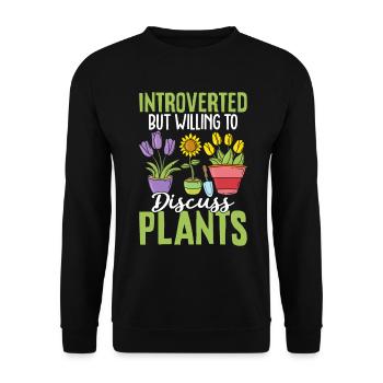 Introverted But Willing to Discuss Plants Funny - Unisex Sweatshirt - black - Front - Alina (178cm) & Michal (187cm)