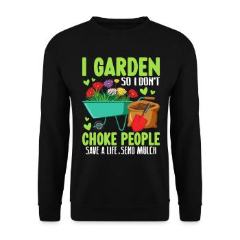 Je jardine pour ne pas étouffer les gens passionné de plantes - Sweat-shirt Unisexe - noir - Devant - Alina (178cm) & Michal (187cm)