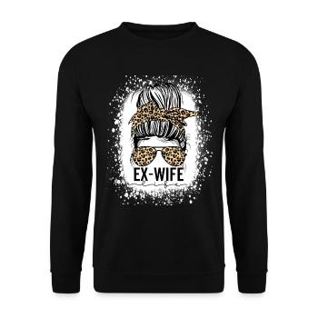 Ex Wife Funny Divorce Messy Bun Leopard Bandana - Unisex Sweatshirt - black - Front - Alina (178cm) & Michal (187cm)