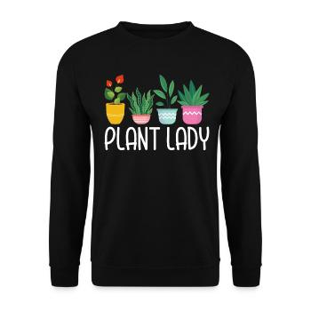 Plant Lady Funny Gardening Lover Pot Head Plant - Unisex Sweatshirt - black - Front - Alina (178cm) & Michal (187cm)