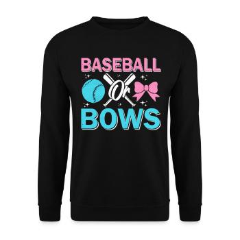 Baseball oder Bögen Geschlecht enthüllen Lustiges Baby - Unisex Pullover - Schwarz - Vorne - Alina (178cm) & Michal (187cm)