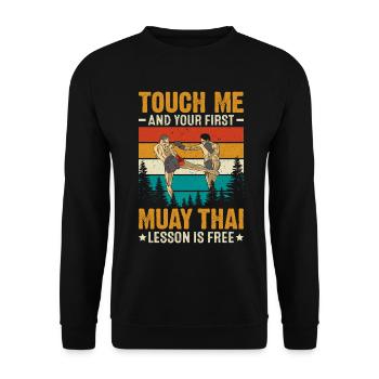 Touchez-moi et votre première leçon de Muay Thai est gratuite - Sweat-shirt Unisexe - noir - Devant - Alina (178cm) & Michal (187cm)