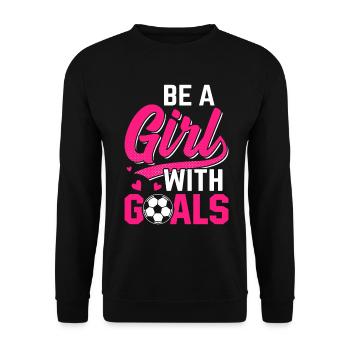 Sei ein Mädchen mit Zielen Pink Inspirierend - Unisex Pullover - Schwarz - Vorne - Alina (178cm) & Michal (187cm)