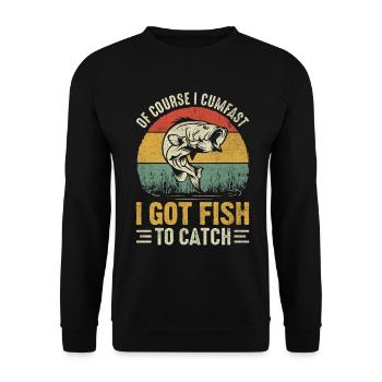 Bien sûr, je jouis, j’ai du poisson à attraper drôle - Sweat-shirt Unisexe - noir - Devant - Alina (178cm) & Michal (187cm)