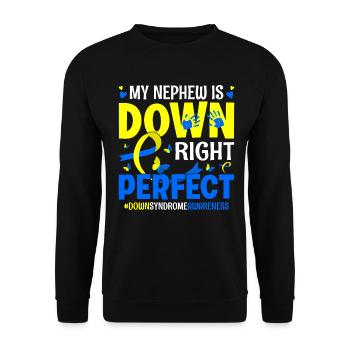 My Nephew Is Down Right Perfect Down Syndrome - Unisex Sweatshirt - black - Front - Alina (178cm) & Michal (187cm)