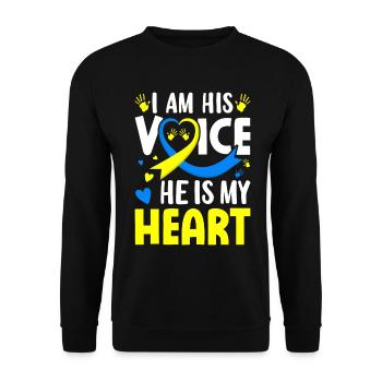 Je suis sa voix, il est mon cœur, ma mère, ma trisomie 21 - Sweat-shirt Unisexe - noir - Devant - Alina (178cm) & Michal (187cm)