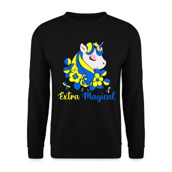Extra Magical Down Syndrome Awareness Bleu et - Sweat-shirt Unisexe - noir - Devant - Alina (178cm) & Michal (187cm)