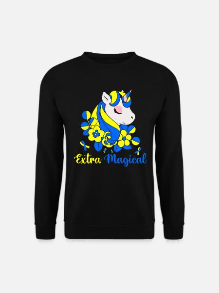 Extra magisches Down-Syndrom-Bewusstsein Blau und - Unisex Pullover - Schwarz