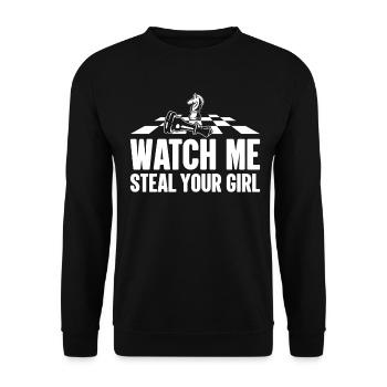 Watch Me Steal Your Girl Chess Board Game for - Unisex Sweatshirt - black - Front - Alina (178cm) & Michal (187cm)