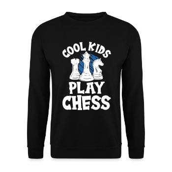 Cool Kids Play Funny Chess Board Game for Kids - Unisex Sweatshirt - black - Front - Alina (178cm) & Michal (187cm)