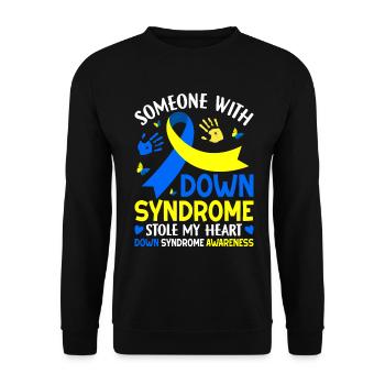 Quelqu’un atteint du syndrome de Down a volé mon cœur drôle - Sweat-shirt Unisexe - noir - Devant - Alina (178cm) & Michal (187cm)