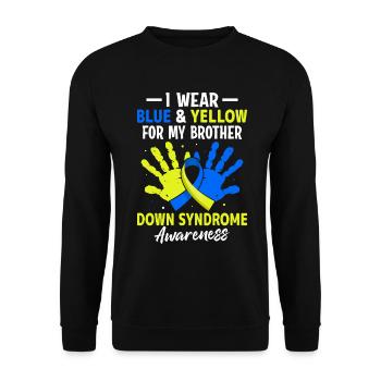 Down Syndrome Brother T21 Chromosome Blue and - Unisex Sweatshirt - black - Front - Alina (178cm) & Michal (187cm)
