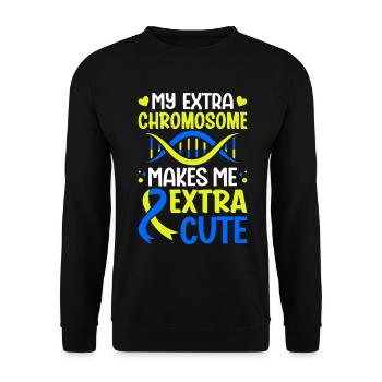 Mon chromosome supplémentaire me rend encore plus mignon drôle - Sweat-shirt Unisexe - noir - Devant - Alina (178cm) & Michal (187cm)