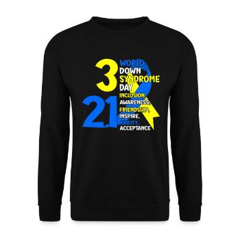 21.03. Welt-Down-Syndrom-Tag Trisomie 21 Blau und - Unisex Pullover - Schwarz - Vorne - Alina (178cm) & Michal (187cm)