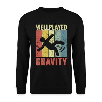Bien joué Gravity Broken Bone Retro Vintage - Sweat-shirt Unisexe - noir - Devant - Alina (178cm) & Michal (187cm)