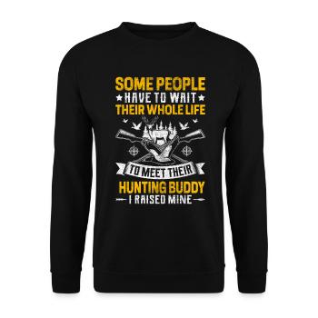 Funny Hunting Buddy Wildlife Hunter Dad Hunting - Unisex Sweatshirt - black - Front - Alina (178cm) & Michal (187cm)
