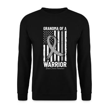 Grandma Of A Warrior Brain Cancer USA Flag Gray - Unisex Sweatshirt - black - Front - Alina (178cm) & Michal (187cm)