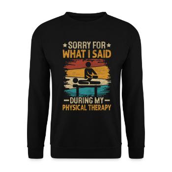 Poteau d’opération du genou de physiothérapie drôle - Sweat-shirt Unisexe - noir - Devant - Alina (178cm) & Michal (187cm)
