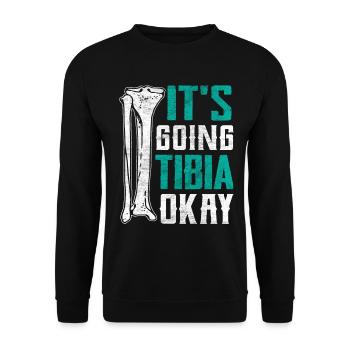 Ça va bien Tibia Drôle Chirurgie de la jambe cassée - Sweat-shirt Unisexe - noir - Devant - Alina (178cm) & Michal (187cm)