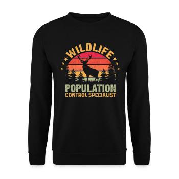 Lustige Jagd Hirschflüsterer Wildtierjäger - Unisex Pullover - Schwarz - Vorne - Alina (178cm) & Michal (187cm)