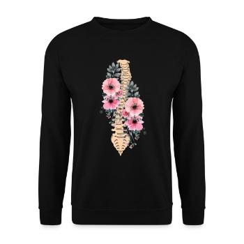 Drôle de scoliose Spinal Fusion Fleurs Cervicales - Sweat-shirt Unisexe - noir - Devant - Alina (178cm) & Michal (187cm)