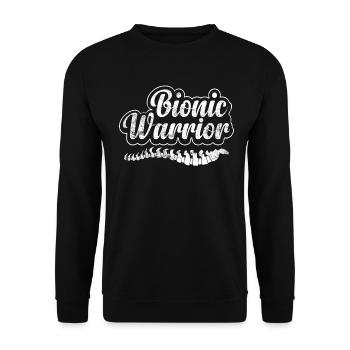 Bionic Warrior Skoliose Lustige Wirbelsäulenchirurgie - Unisex Pullover - Schwarz - Vorne - Alina (178cm) & Michal (187cm)