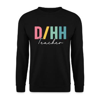 DHH-Lehrerin Gehörlos und Schwerhörig Bunt - Unisex Pullover - Schwarz - Vorne - Alina (178cm) & Michal (187cm)