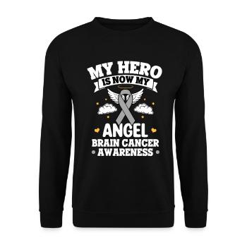 Mein Held ist jetzt mein Engel Hirntumor Bewusstsein - Unisex Pullover - Schwarz - Vorne - Alina (178cm) & Michal (187cm)