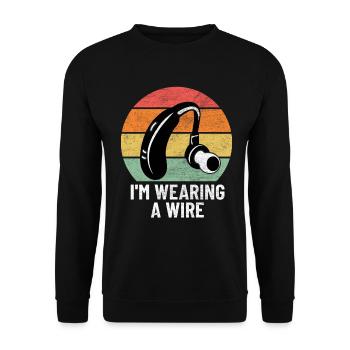 Wearing A Wire Funny Deaf Retro Groovy ASL - Unisex Sweatshirt - black - Front - Alina (178cm) & Michal (187cm)