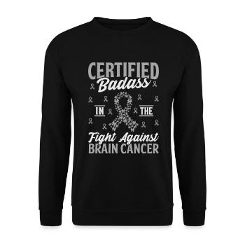 Zertifiziertes Badass-Glioblastom-Bewusstseinsgehirn - Unisex Pullover - Schwarz - Vorne - Alina (178cm) & Michal (187cm)