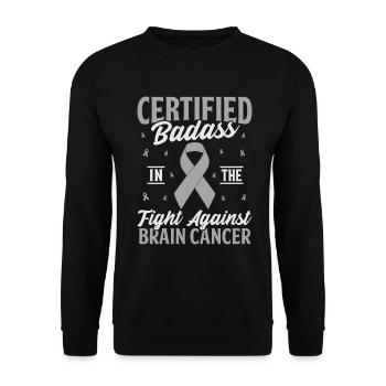 Certified Badass Chemotherapy Gray Ribbon Brain - Unisex Sweatshirt - black - Front - Alina (178cm) & Michal (187cm)