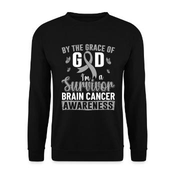 Hirntumor-Überlebender Grey Ribbon Neurochirurgie - Unisex Pullover - Schwarz - Vorne - Alina (178cm) & Michal (187cm)