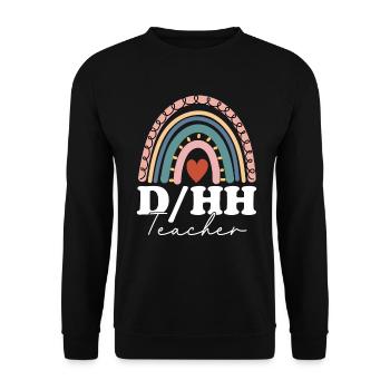 DHH Teacher Appreciation Boho Rainbow ASL Deaf - Unisex Sweatshirt - black - Front - Alina (178cm) & Michal (187cm)