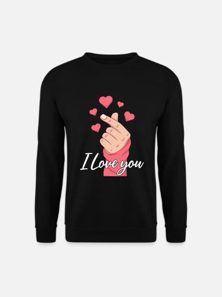 Koreanisch Ich liebe dich Gebärdensprache ASL Lustig Gehörlos - Unisex Pullover - Schwarz