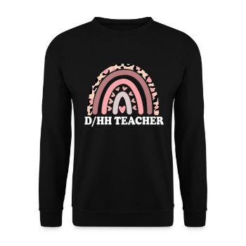 Enseignant sourd et malentendant Léopard sourd et malentendant - Sweat-shirt Unisexe - noir - Devant - Alina (178cm) & Michal (187cm)