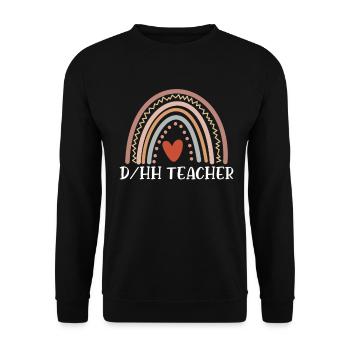 DHH Enseignant Boho Arc-en-ciel Drôle sourd Ed Enseignant - Sweat-shirt Unisexe - noir - Devant - Alina (178cm) & Michal (187cm)